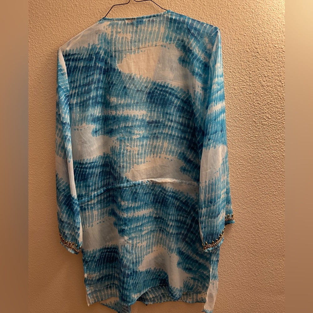 Gorgeous Coverup/ Tops /Dress with Golden Beads Design in front & along neckline - Picture 4 of 4